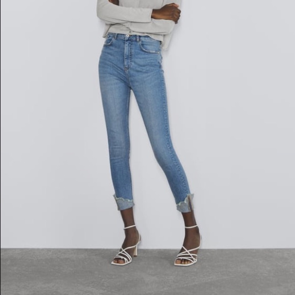 Zara Cuffed Skinny Jeans Hi-Rise